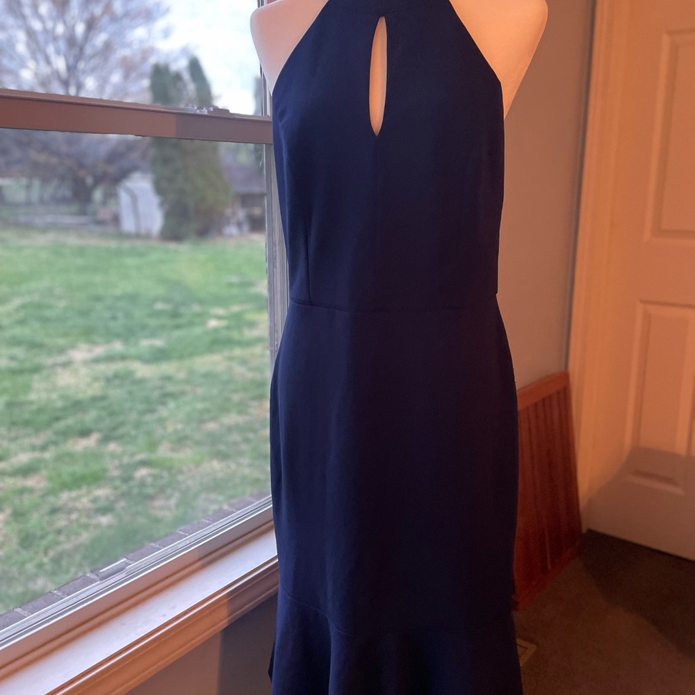 Bebe Elegant Navy Blue Halter Dress size 12